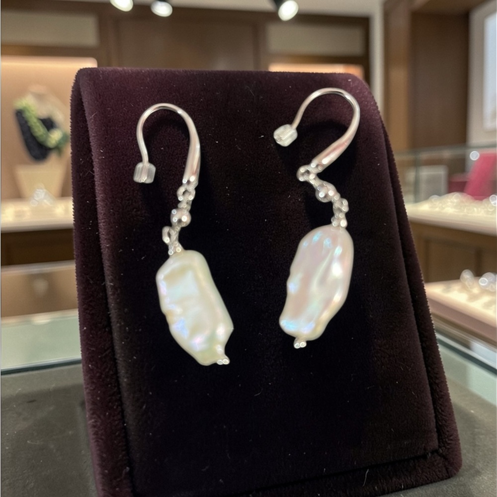 Honora Sterling Silver Baroque Pearl Drop Earrings - White